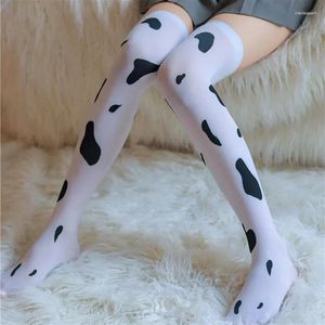 Donne calzini femminile spot di mucca di lingerie sexy stampa calze esotiche cosplay costumi kawaii sopra il ginocchio