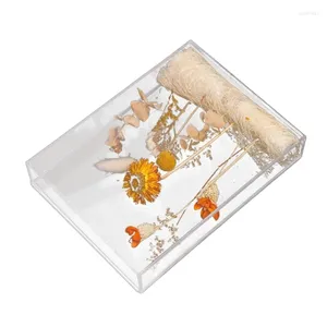 Present Wrap Clear Acrylic Box Dry Flower Storage Container Display Creation Elegant Arrangement M6ce