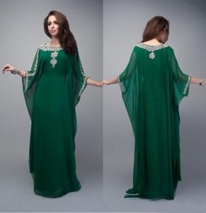 Vintage Dubai Fancy Islamiska aftonklänningar 2019 Aline Plus Size Party Wear Crystals Arabiska Kaftan Prom -klänningar Maxi klänning7203257