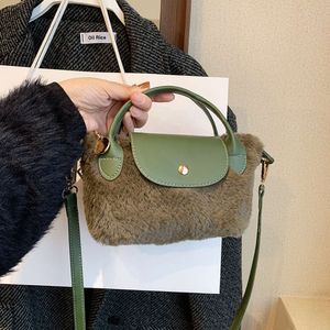 2024 2024 Plush Messenger Bagwomens Fashion Handbag for Cosmeticmultiple Slots Zipper Pursesolid Color Fashionable Versatile Totes10a 11a