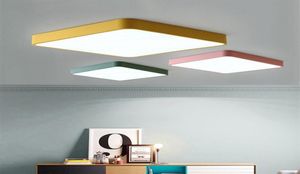Nordic living room ceiling lamp ultrathin rectangular 5cm thickness macaron children room creative color warm simple aisle bedroo2192069