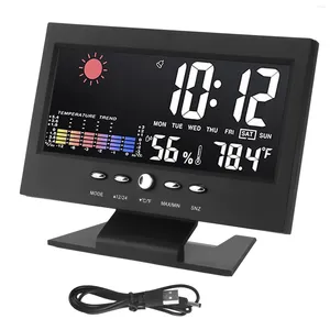 Zegary ścienne budziki pogodowe prognozowanie prognozy kontroli głosu funkcja podświetlenia Ekran kolorowy z kablem USB do hodowli ogrodu