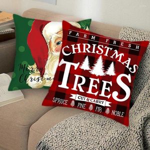 Подушка рождественская обложка мультфильм дерево Санта -Клаус напечатанный диван -годовой диван