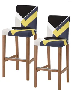 Chair Covers Abstract Black Yellow Geometric 2pcs Bar El Banquet Dining Case Protector Seat For Home
