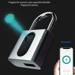 Sperre Bluetooth IP66 Watersiger USB wiederaufladbar intelligent schleterloser Fingerabdruck Lock Antitheft Security Padlocktür Gepäck Gehäuse Hülle Schloss