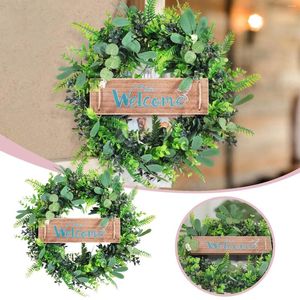 Decorative Flowers Wreaths For Front Door Outside American Style Welcome Simulation Wreath Decoration Leaf Valentines Day Decorations