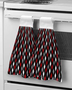 Towel Geometric Stripes Red Black White Hand Bathroom Supplies Soft Absorbent Kitchen Accessories Cleaning Dishcloths