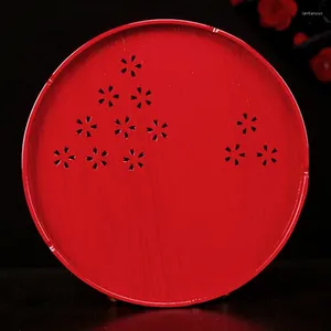 Tacki herbaciane domowe danie restauracyjna chińska taca okrągły prostokąt drewniany kubek ślub czerwony talerz za