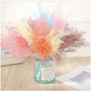 Decorative Flowers Simulated Five Forks Phoenix Tail Wedding Hall Guide Peacock Grass Flower Home Arrangement Pography Props Decoration