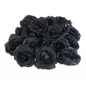 Kwiaty dekoracyjne 50pcs czarna róża referze sztuczny bukiet ślubny przyjęcie weselne kwiat kwiatowy do domu Walentynki wystrój