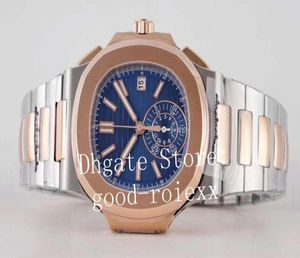 Luxus Stoppuhr Blue Dial Men039s Chronograph Watch Men Automatic Cal28520 Grand Watches Datum 5980 ETA Gold Steel Sapphire WR6733976