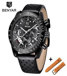 Benyar Casual Moda Cronógrafo Relógios de Aço Antelhado Definir homens Quartz de Business Quartz de alta qualidade Male Wristwatch Relogio Masculino208339454