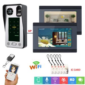 İnterkom Maotewang 7 inç kablolu wifi parmak izi ic kart video kapı telefon kapı zil sistemi kapı erişim kontrol sistemi ile