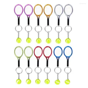 Keychains 12 PCs Tennis Racket Keychain Mini Fashionable Ball Split Ring for Sport Lovers Team