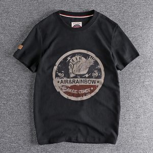 夏アメリカンレトロショートスリーエレキングスカルプリントTシャツメンズファッションシンプル100コットンウォッシュカジュアルスポーツトップ240320