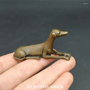 Decorative Figurines Antique Collection Solid Brass Dog Copper Pocket Cast Zodiac Jewelry