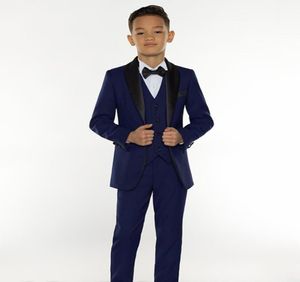 Navy Blue Boy039sフォーマルオンスタキシード2018新しい安い小さな男性スーツキッズウェディングパーティータキシードボーイ039Sフォーマルスーツja2648397