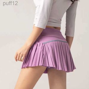 2024 Lu Lemon Yoga Shorts Golf Pleated Kirt Gym Fitness Sport Tennis Kvinnlig utomhus Jogging Summer Mini Women Clothing Running Athletic Hjmo