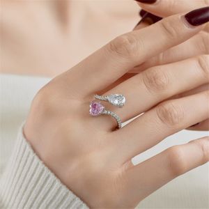 Anelli di banda di diamanti per le donne di lusso per le donne sposati 925 Ring Designer Sterling Silver Ring Woman Party Pink 5A Zirconia Gioielli Gioielli Daily Valentines Day Gift Box Dimensioni 6-9