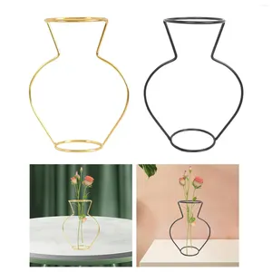 Vases Metal Frame Bud Geometric Design Hollow Flower Vase Rack Stand Aureate Wire For Festivals Kitchen Table Party