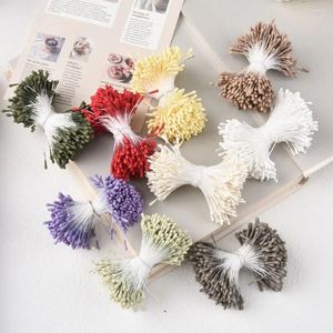 Декоративные цветы 400pcs/много случайные смешанные двойные головы DIY Искусственные мини -мини -жемчужные цветочные вычинки