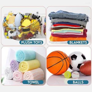 Storage Bags Heavy Duty Toys Bag Bath Toy Plush Organizer Wall Mount With Hooks For Bathroom