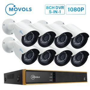 System Movols 1080p Kit CCTV 8 Camera 2MP utomhusvattentät övervakning Set IR Security Camera Video Surveillance System 8ch DVR Kits