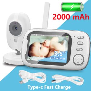 Övervakar ny uppgradering 3,5 tum trådlös videofärg Baby Monitor Portable Baby Nanny Security Camera Night Vision Intercom Typec Charge