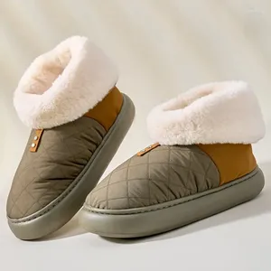 Sapatos casuais 2024 Botas de neve fofo de inverno para mulheres confortáveis solo macio, mantenha macias espessadas fora de algodão dos casais algodão