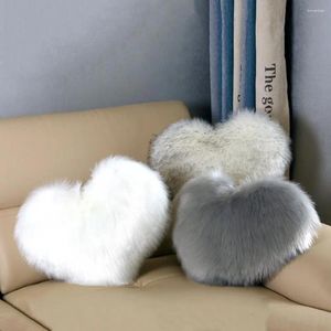Cuscino lancio fuzzy lunghe pelliccia finta pelliccia amore forma del cuore soffice divano decorazione camera da letto lombare rifornimento per casa