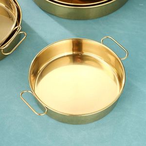 Double Boilers Stainless Steel Steamer Food Tray Plate With Handle Cold Skin Snack Fruit Dinner Serving Metal