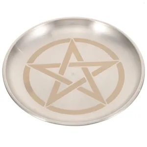 Candle Holders Pentagram Taper Delicate Candlestick Plate Altar Decoration Pentacle Candleholder Iron Ritual Tray Home Supply