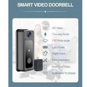 Câmara de campainha Wireless Doorbell HD Construído em Câmeras de Segurança Operadas a Bateria de Monitor de Bateria para Hotel