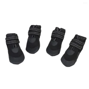 Dog Apparel 4Pcs Little Pet Puppy Anti-slip Luminous Rain Snow Boots Candy Colors Rubber Waterproof Shoes Size 1 (Black)