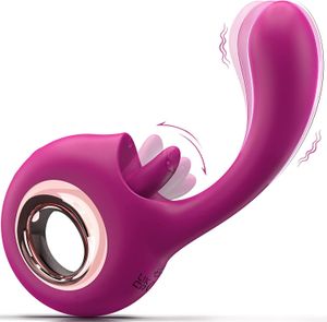 Взрослые игрушки, G Spot Dildo Vibrator, 2 в 1 1 в 1 языке вибрационный секс -стимулятор Rose для женщин с 9 режимами, перезаряжаемые водонепроницаемые секс -игрушки для взрослых для женщин и пар