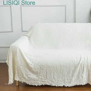 Stuhlabdeckungen Covers Cotton Leinensofa Couch Couch Deckbezüge für die meisten Formsofas gewebt mit Quasten Multi-Gebrauch