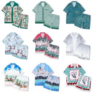 Casablanc Shirt Designer Herren T -Shirt und Mesh Shorts Sets Casa Blanca Männer Polo -Hemd Damen Masao San Print Grafik Tee Hemden Loose Seiden Sommer T -Shirts Kleidung aaa