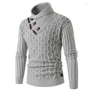 Men's Sweaters Men Slim Pullover Sweater Brand Casual Thick Horn Buckle Coarse Wool Twist Flower Plus Size S-3XL