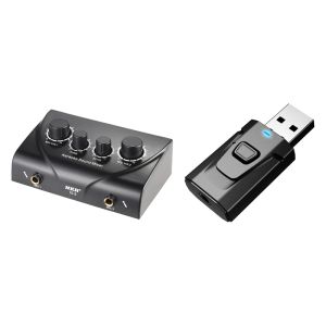 Accessories NEWDual Mic Inputs Audio Sound Mixer For Amplifier Black Us Plug 4 In 1 USB Bluetooth Transmitter Receiver