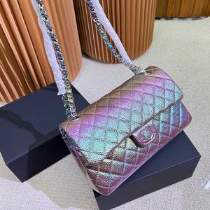 Shoulder Bags Designer Women Bag 25cm Leather Diamond Check Silver Hardware Buckle Luxury Handbag Matelasse Color Chain Crossbody Shopping Sacoche Underarm