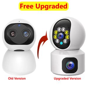 Câmeras 2k 4MP Dual Screen Home Wi -Fi IP Câmera de Segurança Indoor Surveillance PTZ CCTV 360 Monitor de vídeo para câmera de bebê / baby / baby / pet