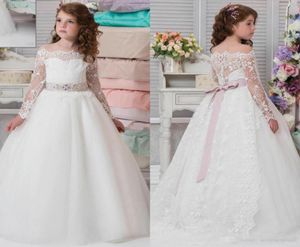 Ucuz Beyaz Çiçek Kız Elbiseler Düğünler İçin Dantel Kızlar Pageant Elbiseleri İlk Cemaat Elbise Küçük Kızlar Balo Balo Gown02837245