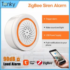 Dedektör Tuya Zigbee Akıllı Siren Alarm Ses Işık Sensörü Akıllı Alarm Siren 90dB Uygulama Uzaktan Kumanda Ev Güvenlik Koruma Sistemi