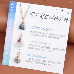 Hänge halsband naturliga oregelbundna stenhalsband mineral med utbytbara charm hänger lazuli akvamarin gåvor