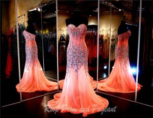 Klänningar korall stropplös älskling kraftigt pärlstav sjöjungfru prom klänning bling bling crystals sexig aftonklänning pageant klänning