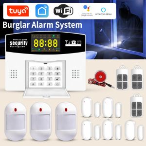 Kits WIFI+GSM door and window antitheft alarm system, wireless smart home security alarm, infrared induction antitheft system