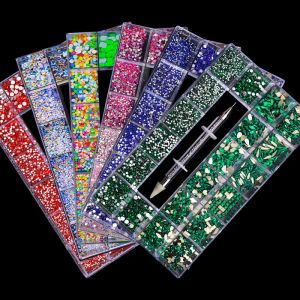 Equipaggiamento 21grids/set nail art strass 3D non hotfix AB Irregolare Ab Glass Diamond Pennello Kit Micro perline Accessori per unghie Ornament