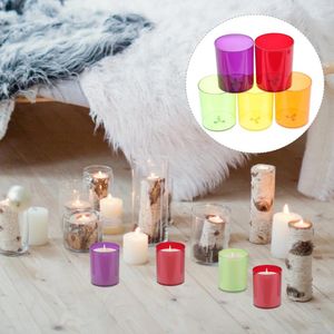 Candle Holders 10 Pcs Plastic Terrarium Colorful Cups Drip Protectors Tealight Holder Wedding Votive Candlestick