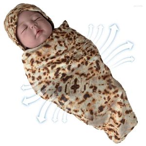 Filtar baby wrap swaddle bomull född filt med hatt hudvänlig mottagande perfekt för pojkar flickor 31,5 31,5 tum