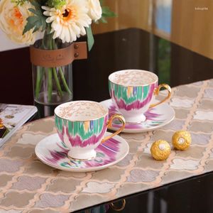 Tazze piatti 2024 tazze di caffè rosso arrvial con arancione in porcellana in porcellana in porcellana del matrimonio di lussuoso arredamento cucina
